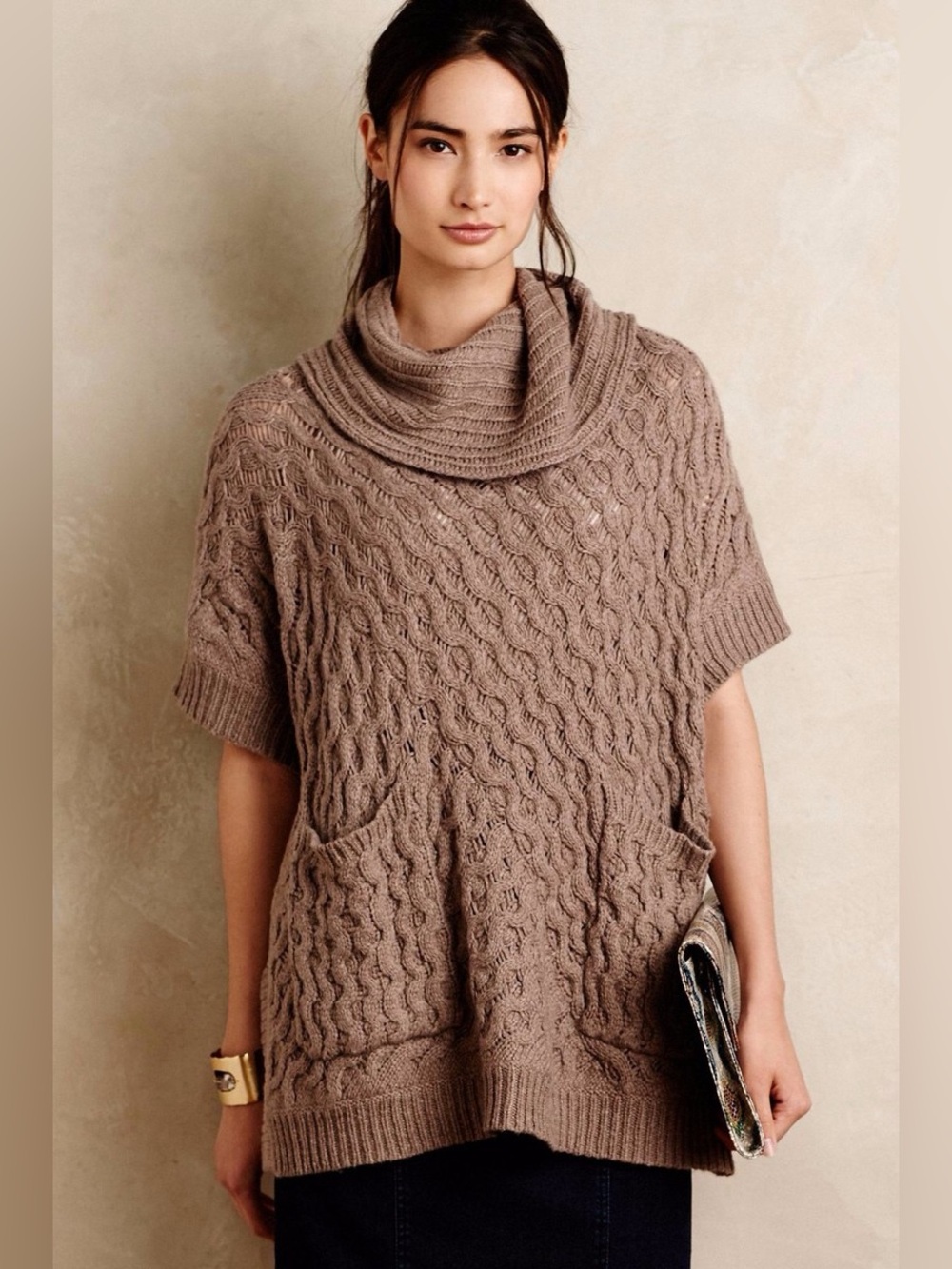 Anthropologie Angel of the North Bryson Cowl‎ Neck Poncho Sweater Size XS/S